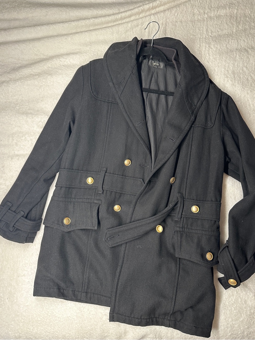 Obey Black Pea Coat with Gold Buttons